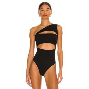 Superdown Tori Cut Out Bodysuit‎ Black One Shoulder Large